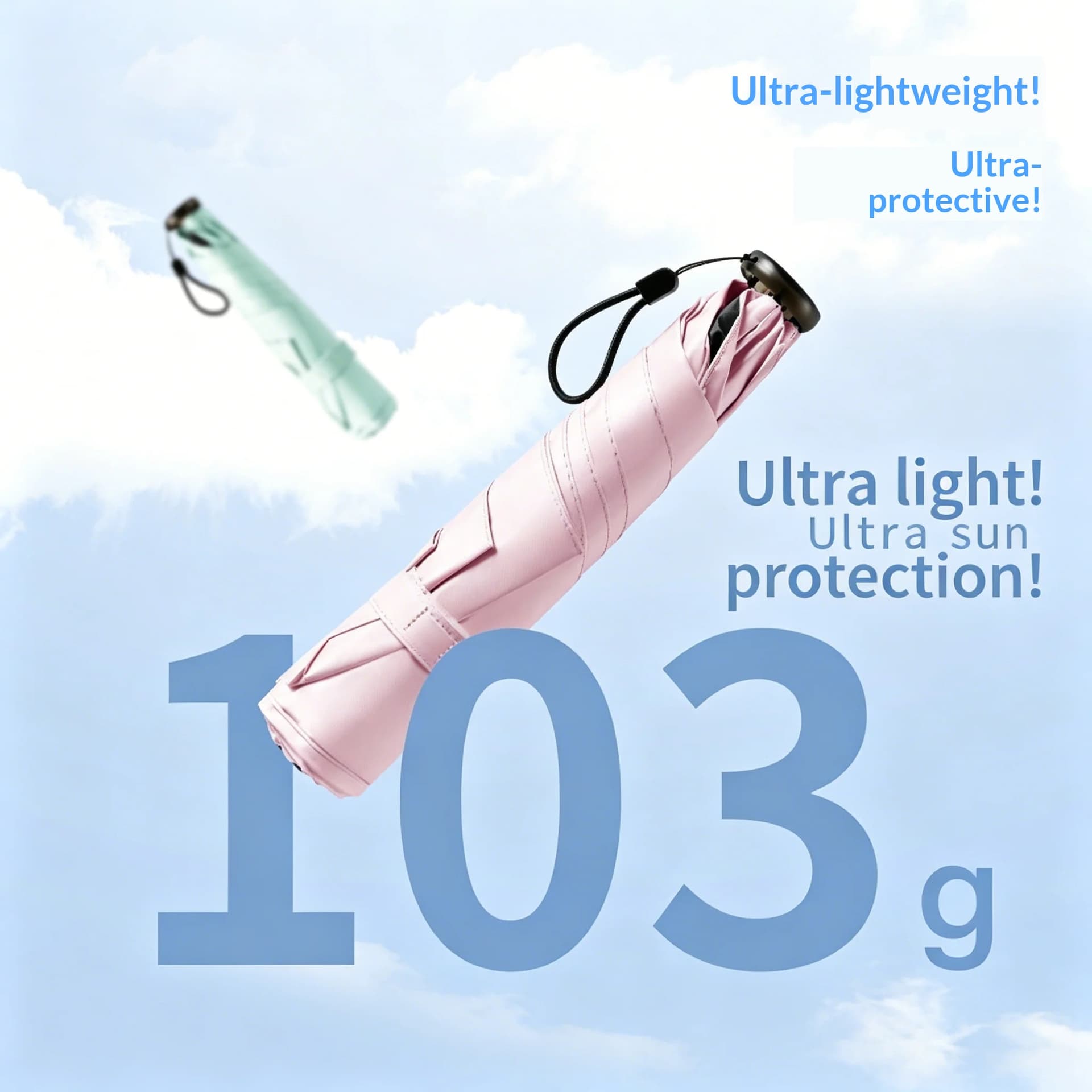 2 in 1 Sun Protection Ultra Light Pencil Umbrella Portable Folding UV Block Travel Umbrella Mini Pocket Rain Umbrella for Women