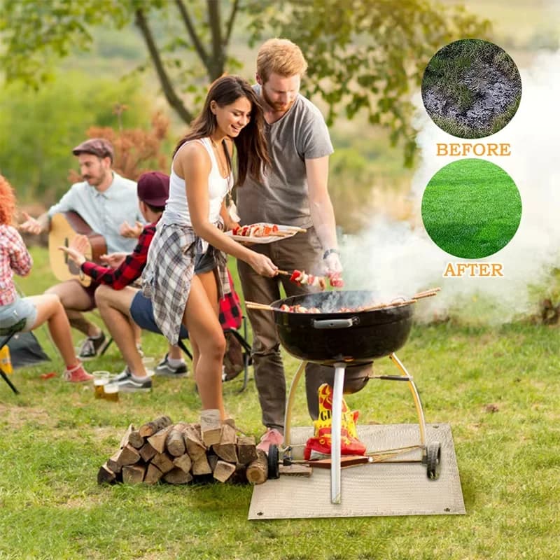 1PC High Temperature Fire Retardant BBQ Fire Pit Mat, Heat Resistant Barbecue Protection Mat for Outdoor Indoor Camping Picnic