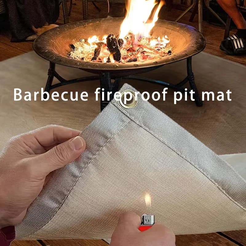 1PC High Temperature Fire Retardant BBQ Fire Pit Mat, Heat Resistant Barbecue Protection Mat for Outdoor Indoor Camping Picnic