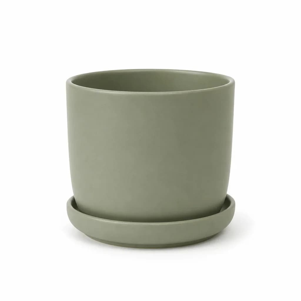Ceramic Plant Pot with Drainage Hole and Saucer